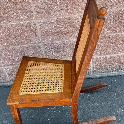 Early 1900's Mission Style Caned Rocking Chair