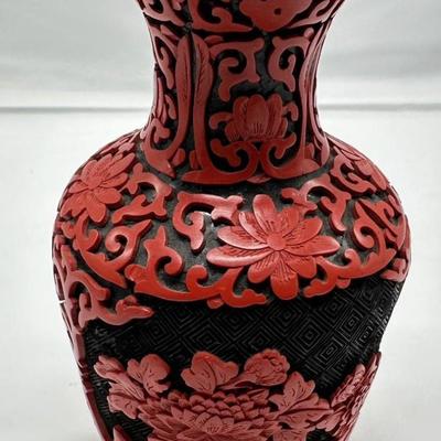 Chinese Cinnebar Vase-local pickup and shipping available