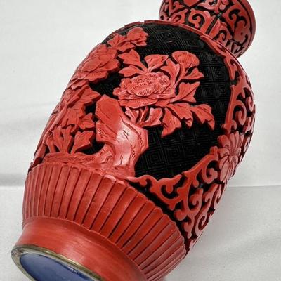 Chinese Cinnebar Vase-local pickup and shipping available