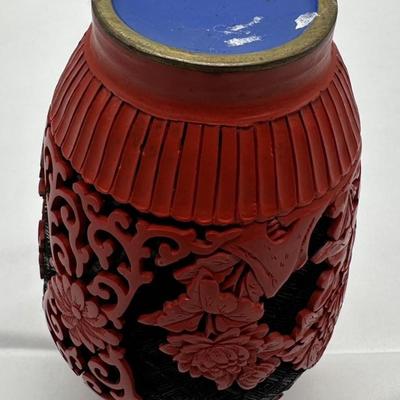 Chinese Cinnebar Vase-local pickup and shipping available