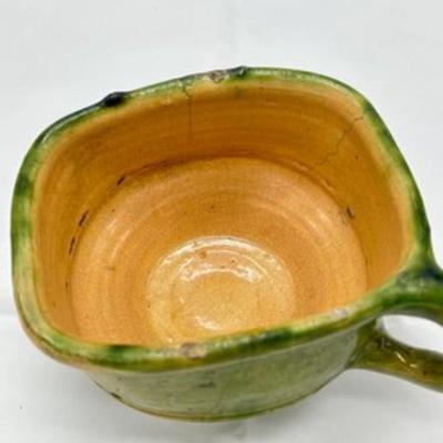 19th C. French Green Lead Glazed Terracotta Bowl- local pickup and shipping available