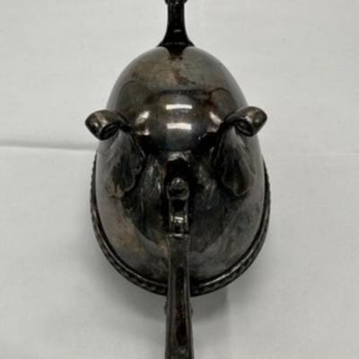 Vintage Silverplate Gravy Bowl With Ornate Handle Three Feet local pickup and shipping available