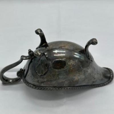 Vintage Silverplate Gravy Bowl With Ornate Handle Three Feet local pickup and shipping available