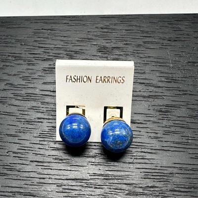 Silver Lapis Lazuli Bead Earrings From Hong Kong