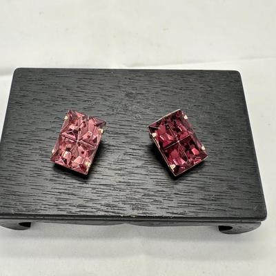 Vintage Pink Rhinestone Earrings