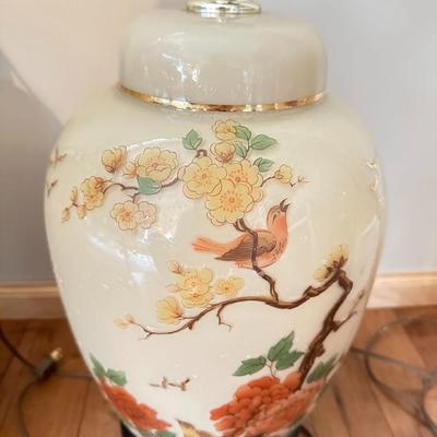 Pair of Vintage Lamp Hand Painted Chinoiserie Table Lamp / Lighting / Vintage Home Decoration-local pickup and shipping available