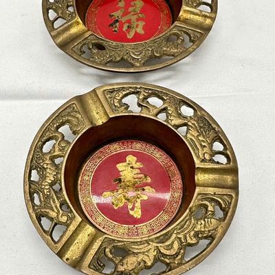 Vintage Chinese Brass Red Enamel-Set 2