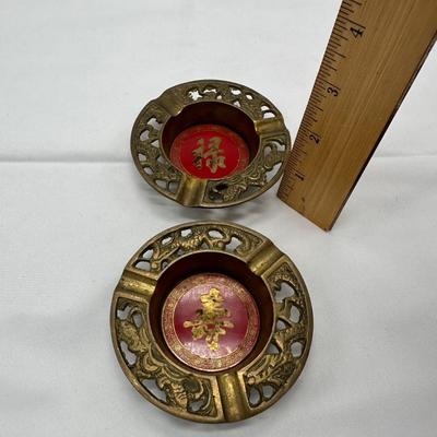 Vintage Chinese Brass Red Enamel-Set 2