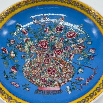 Chinese Vintage Porcelain Famille Vert Flower Plate with Six Characters Mark-local pickup and shipping available
