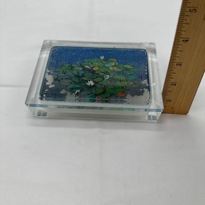 Chinese Vintage Glass Box Inside Painted Lotus Flowers