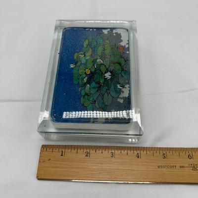Chinese Vintage Glass Box Inside Painted Lotus Flowers