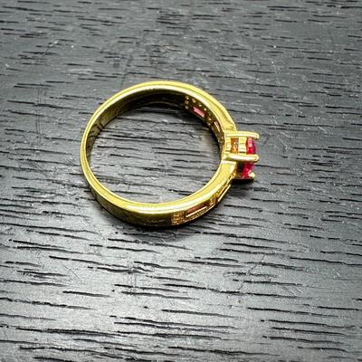 Inlaid Emerald Type Zircon Ring size 7