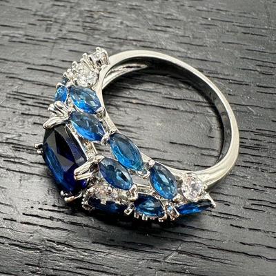 Inlaid Blue Zircon Ring