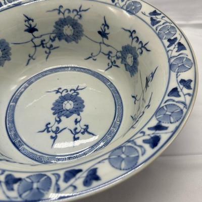 Large Chinese Vintage Porcelain Blue and White Basin with Four Characters Mark-local pickup and shipping available