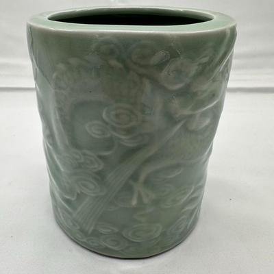 Chinese Vintage Green Celadon Dragon Brush Pot-local pickup and shipping available
