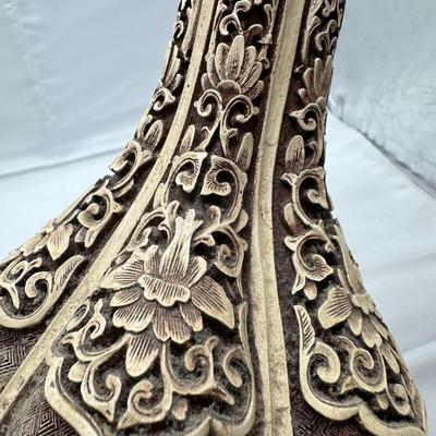 Arnart Imports Ivory Dynasty over Brass Asian Floral Vase-local pickup and shipping available