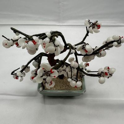 Vintage Chinese Brass & Stone Jade Bonsai Tree-local pickup and shipping available