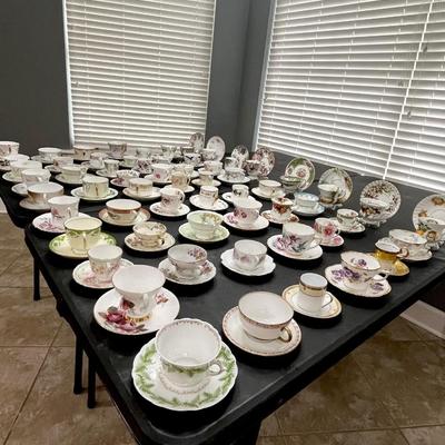 Lot of 61 Teacups & Saucers Sets
