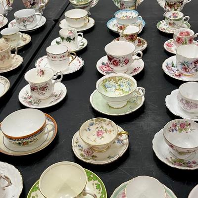 Lot of 61 Teacups & Saucers Sets