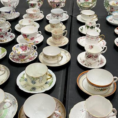 Lot of 61 Teacups & Saucers Sets