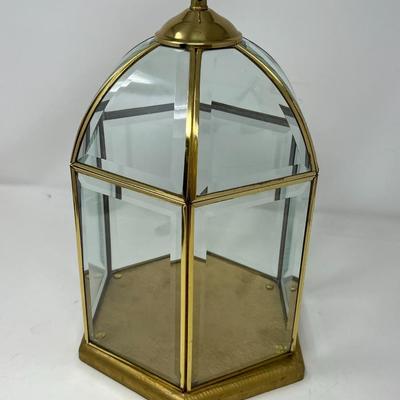 Vintage Leaded Brass and Beveled Glass Terrarium Display Dome