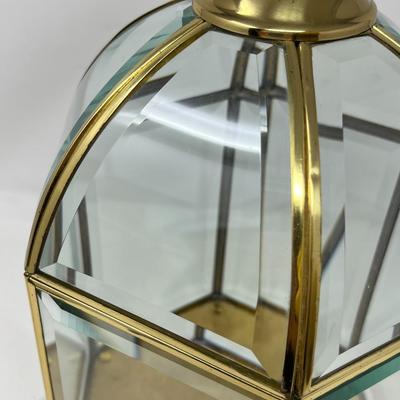 Vintage Leaded Brass and Beveled Glass Terrarium Display Dome