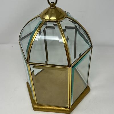 Vintage Leaded Brass and Beveled Glass Terrarium Display Dome