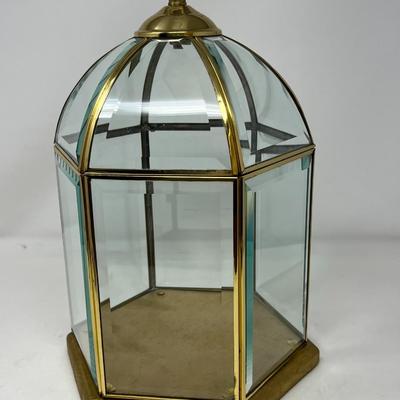 Vintage Leaded Brass and Beveled Glass Terrarium Display Dome