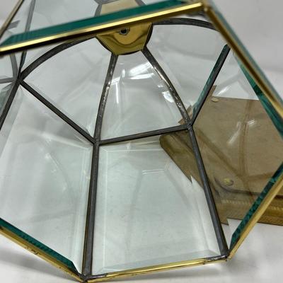 Vintage Leaded Brass and Beveled Glass Terrarium Display Dome