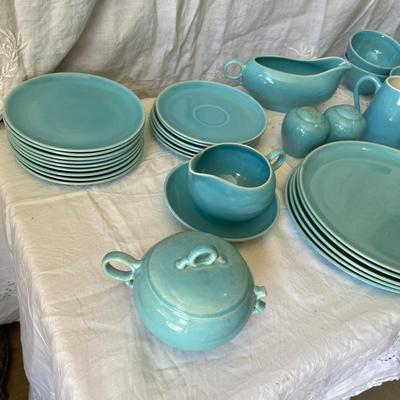 50s Turquoise Dinnerware grouping