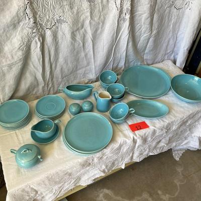 50s Turquoise Dinnerware grouping