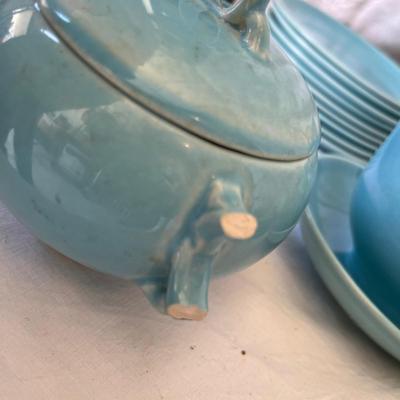 50s Turquoise Dinnerware grouping