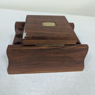 Vintage Humidor 6 Pipe Holder Solid Wood