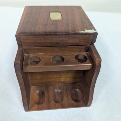 Vintage Humidor 6 Pipe Holder Solid Wood