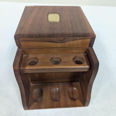 Vintage Humidor 6 Pipe Holder Solid Wood