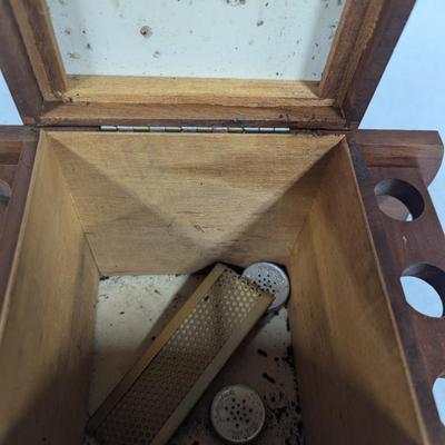 Vintage Humidor 6 Pipe Holder Solid Wood