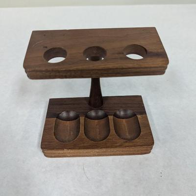 Vintage Wooden Pipe Stand For Three Pipes