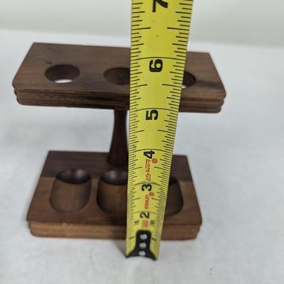 Vintage Wooden Pipe Stand For Three Pipes