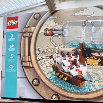 4 New in Box Retired Highly Collectible Legos Sets + 1 Put Together Ship Bottle