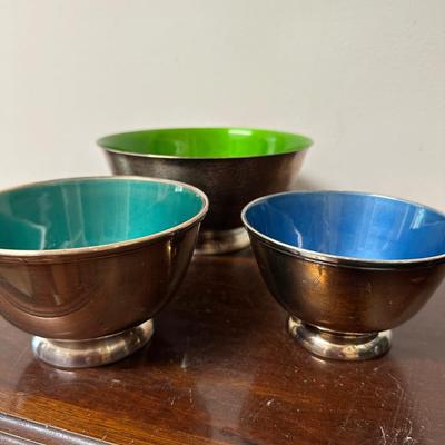 ENAMELED SILVEPLATE BOWL LOT