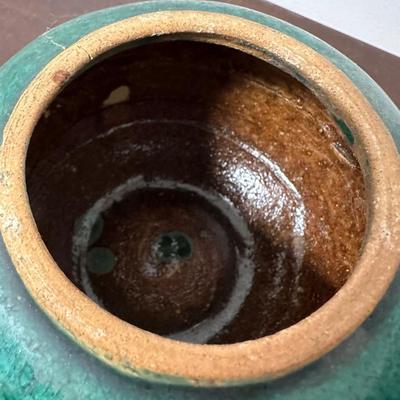 ANTIQUE CHINESE GREEN GLAZED POTTERY GINGER JAR