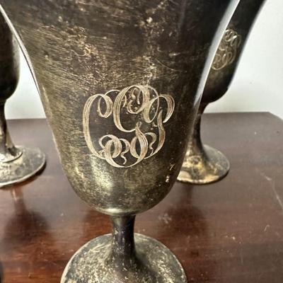 SET OF 6 STERLING SILVER WINE GOBLETS