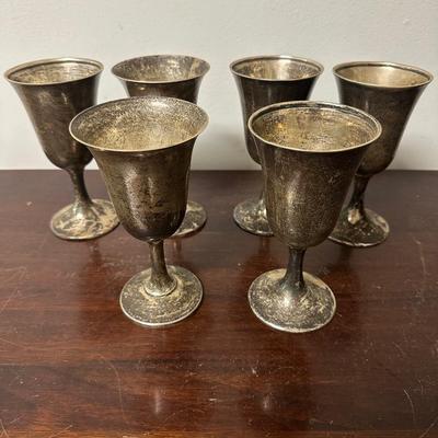 SET OF 6 STERLING SILVER WINE GOBLETS