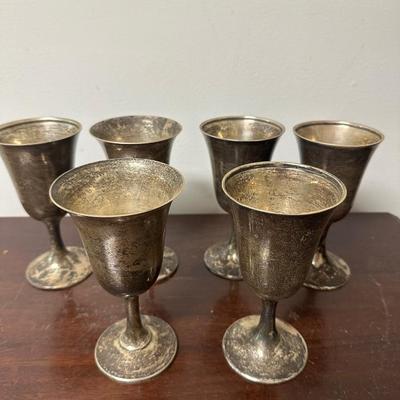 SET OF 6 STERLING SILVER WINE GOBLETS