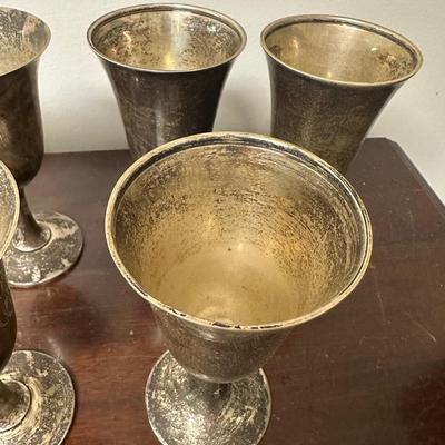 SET OF 6 STERLING SILVER WINE GOBLETS