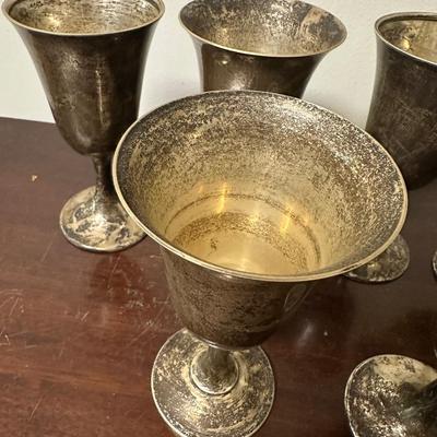SET OF 6 STERLING SILVER WINE GOBLETS