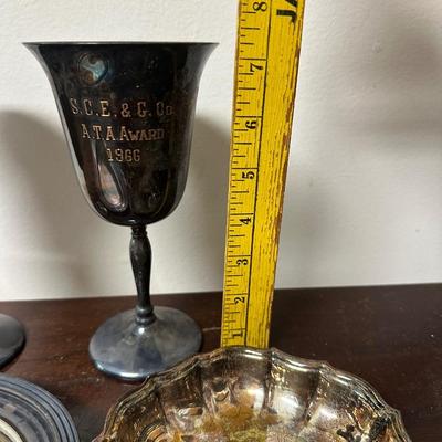 SILVERPLATE AWARDS & VINTAGE POLICE WHISTLE