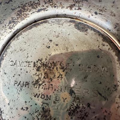 CAMDEN HORSE SHOW 1934 PAIR OF HUNTERS STERLING SILVER AWARD PLATE