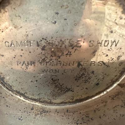 CAMDEN HORSE SHOW 1934 PAIR OF HUNTERS STERLING SILVER AWARD PLATE
