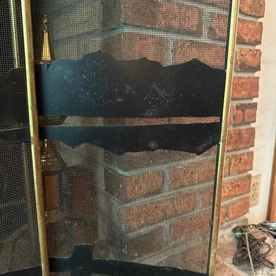 FOXHUNT SCENE FIREPLACE SCREEN, BRASS BOX